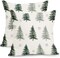 Kawani Christmas Pillow Covers 18x18 Inch Set of 2 Green Christmas Tree Snowflake Outdoor Decorative Throw Pillow Covers Winter Holiday Farmhouse Pillowcases Cushion Covers for Couch Decor